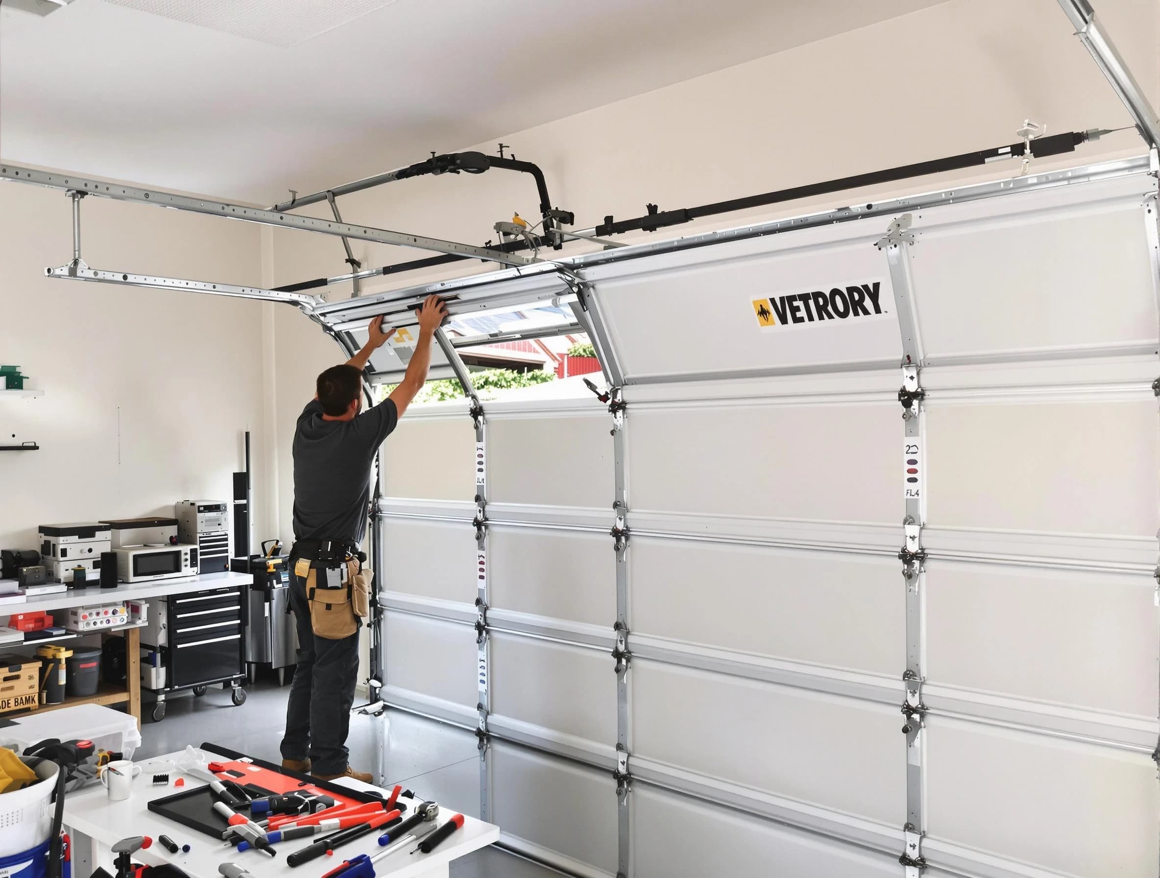 Petersburg Garage Door Repair technician performing section replacement in Petersburg