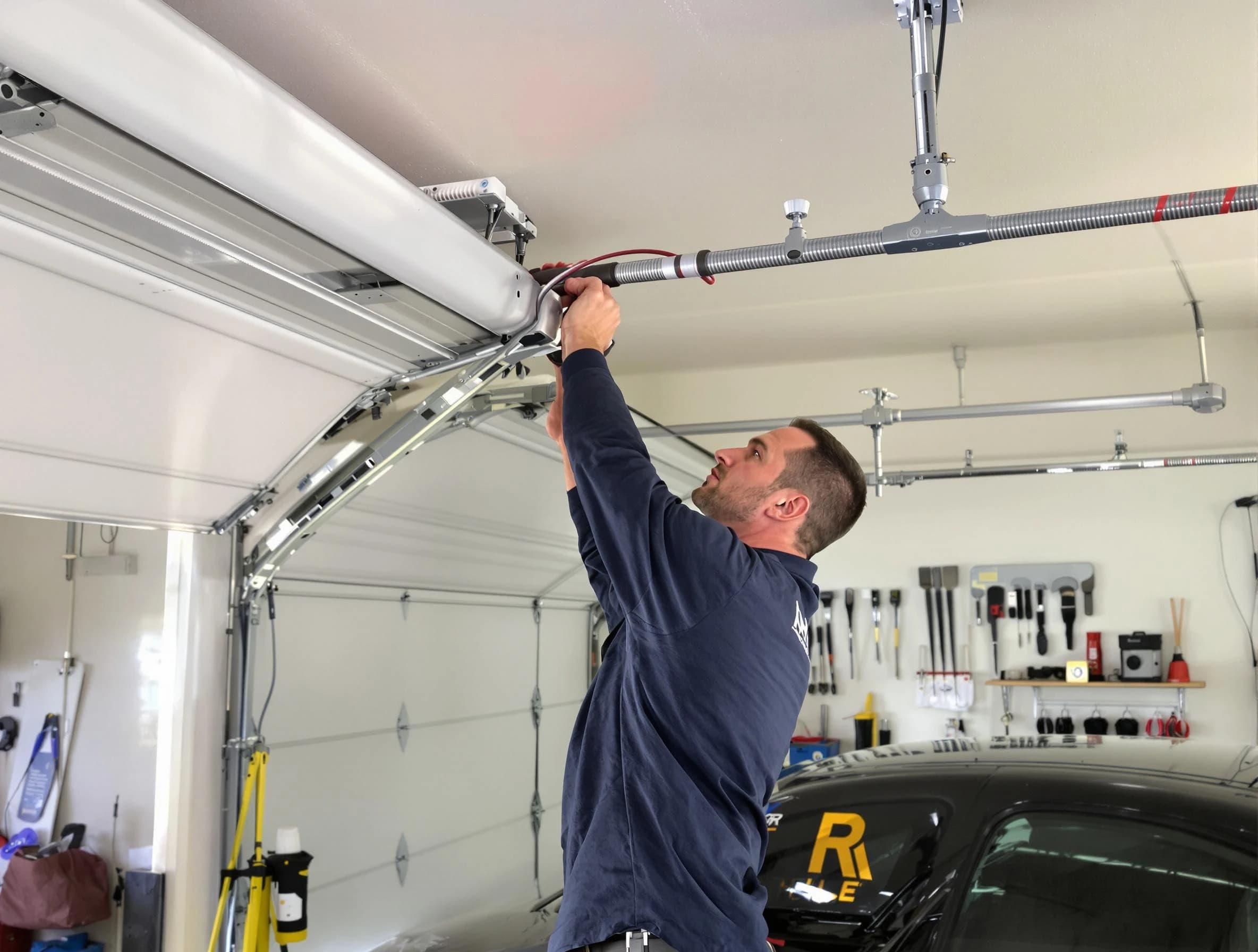 Petersburg Garage Door Repair technician performing garage door cable repair in Petersburg